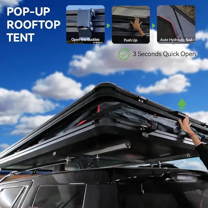 SUV Aluminum Frame Pop-Up Hard Roof Top Tent Truck and Car Exterior Accessories Roof Tent